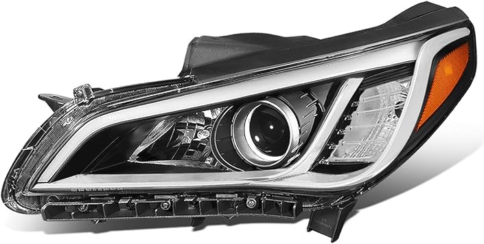 DNA Motoring OEM-HL-0120-L Black Amber Factory Style Left Side Projector Headlight Lamp Replacement For 15-17 Sonata