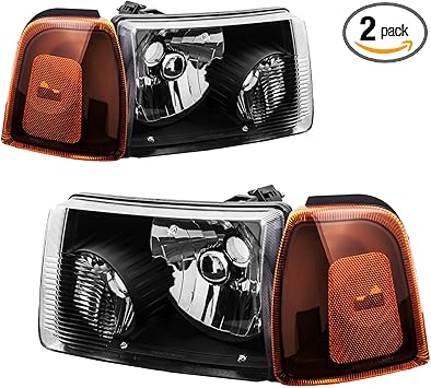 KAC Headlight Assembly for Ranger 2001-2011, Ranger 2001 2002 2003 2004 2005 2006 2007 2008 2009 2010 2011 Headlights OE # 1L5Z15A201AA OE # 1L5Z15A201BA (Driver and Passenger Side)