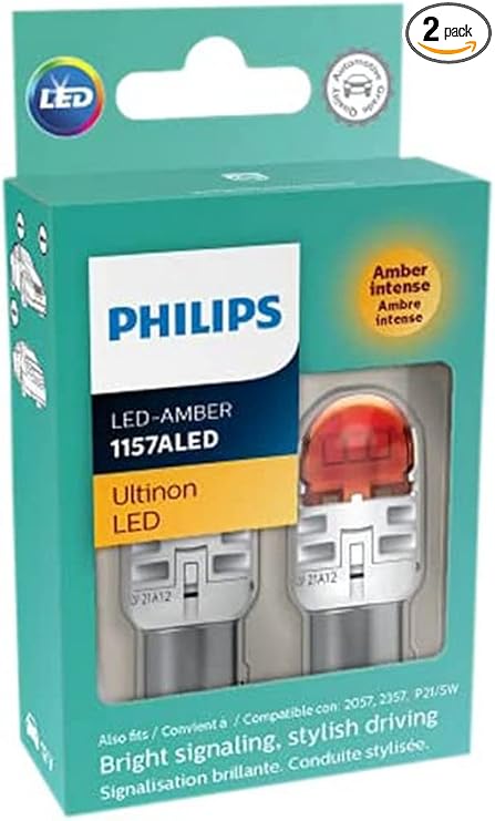 Philips Automotive Lighting 1157ALED Ultinon LED (Amber), 2 Pack