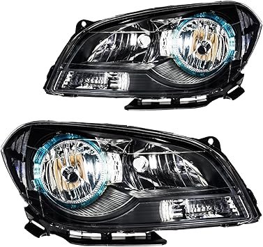 PHILTOP Headlight Assembly,Black Headlamp Compatible with 2008-2012 Malibu,Clear Reflector Clear Lens,OE Style Automotive Replacement Headlights