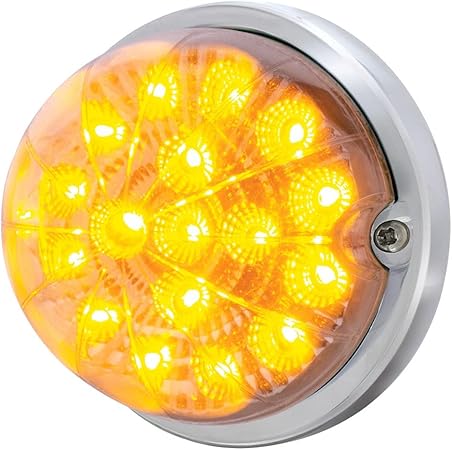 United Pacific 39659 17LED Dual Function Watermelon Clear Reflector Flush Mount Cab Light Kit w/Low Profile Bezel - Amber LED/Clear Lens – ONE Unit