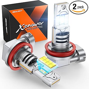 SEALIGHT H11 H16 H8 LED Fog Light Bulb or DRL, 18000LM 1000% Brighter 6500K White H8 H16 Fog Lights, Efficient Cooling Fan, IP68 Waterproof, Pack Of 2