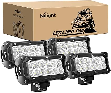 Nilight - 60002F-C 4PCS 36W 6.5 Inch Flood Led Light Bar Off Road Lights Super Bright Driving Fog Light Boat Lights Driving Lights Led Work Light for Jeep Lamp