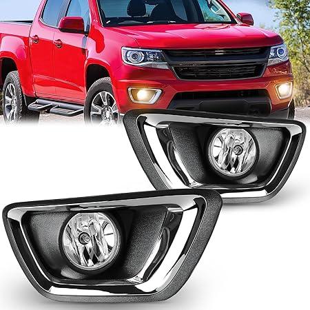 Nilight Fog Light Assembly Compatible with 2015 2016 2017 2018 2019 2020 Chevy Colorado Driving Bumper Fog Lamps with 12V 24W 5202 Bulbs Clear Lens Black& Chrome Bezel