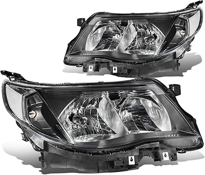 DNA Motoring HL-OH-SFOR09-BK-CL1 Black Housing Clear Corner Headlights Replacement For 09-13 Forester