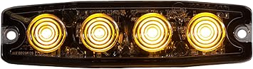 Buyers Products 8892240 4.5 Inch Ultra Thin LED Strobe Light, Amber, 4 LEDS, Synchronous And Alternating Flash Patterns, Emergency Light for Vehicles, Truck And Trailer Lights and Accessories