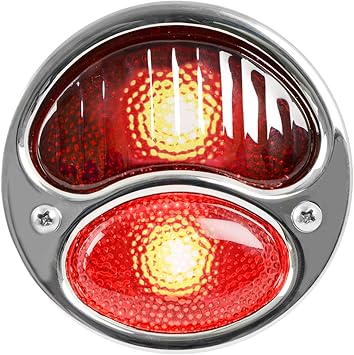 KA0020 6V Stainless Steel Duolamp Tail Light for Ford Model A with Red Glass Lens