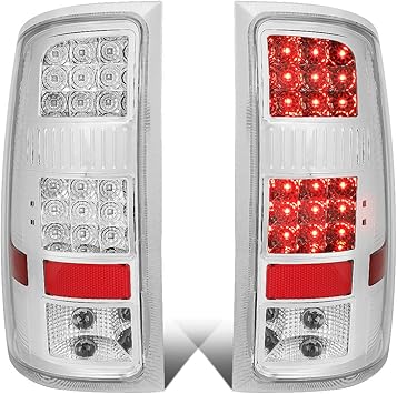 DNA MOTORING TL-GMCSIE07-LED-CH-CL LED Tail Light Assembly Driver & Passenger Side [Compatible with 07-14 GMC Sierra 1500 2500HD 3500HD]