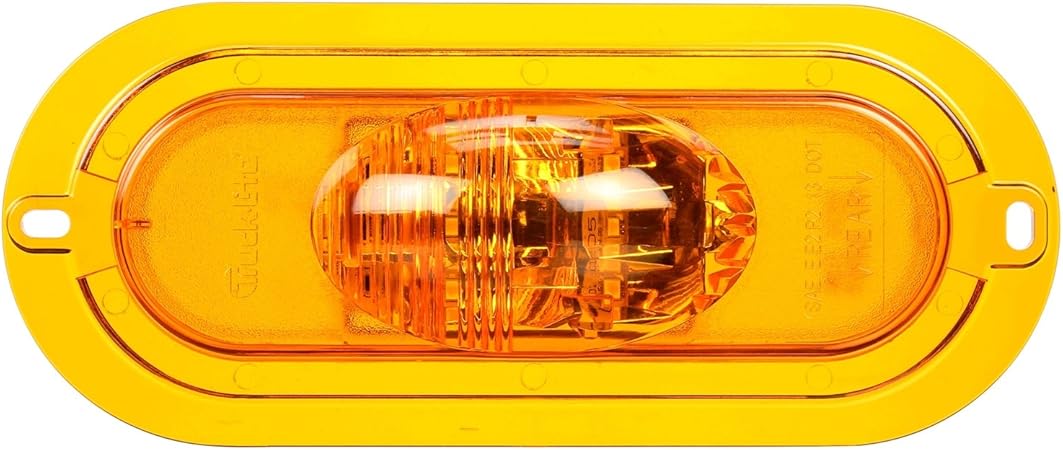 Truck-Lite 60420Y 60 Series LED Yellow Oval Side Turn Signal (Yellow Flange Mount, Fit 'N Forget S.12V, 6 Diode)