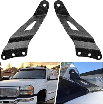 Nilight 90030B 2PCS 50” Curved LED Light Bar Bracket at Upper Windshield Roof Cab for 99-06 Chevy Silverado Suburban Avalanche Tahoe & GMC Yukon Sierra, 2 Years Warranty,Black