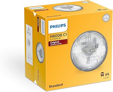 Philips H6006C1 Standard Halogen Sealed Beam headlamp, 1 Pack