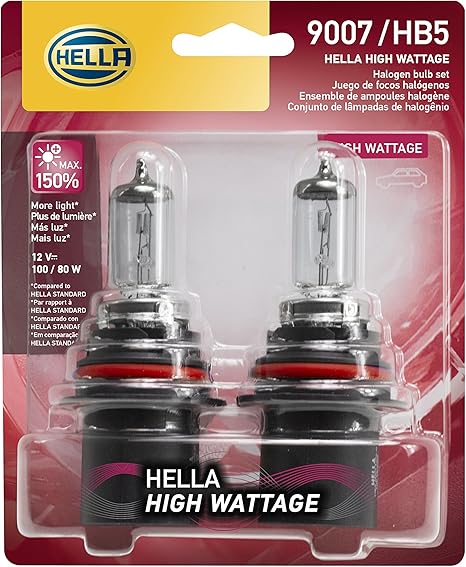 HELLA 9007 100/80WTB Twin Blister High Wattage Bulbs, 12V, 2 Count (Pack of 1)