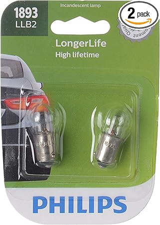 Philips automotive lighting 1893 LongerLife Miniature Bulb, 2 Pack, (1893LLB2)