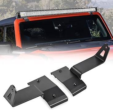 Nilight 2PCS 52ount Kit for 2021 2022 2023 2024 Ford Bronco 2/4 Door Straight LED Light Bar Mounting Bracket Over-Windshield Black(1 Pair)