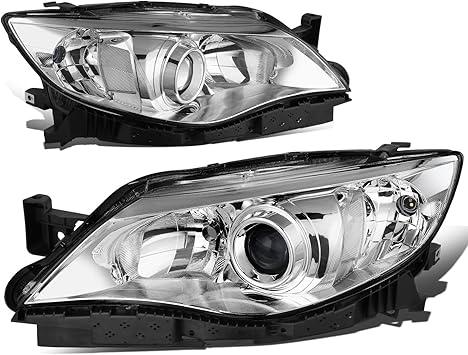 DNA MOTORING HL-OH-SIMP08-CH-CL1 Pair of Headlights Projector Low Beam Compatible with 08-11 Subaru Impreza,Chrome Housing/Clear Lens/Clear Reflector