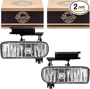 Brock Replacement Driver and Passenger Set Fog Lights Compatible with 1999-2002 Silverado Pickup Truck 10368476 10368477