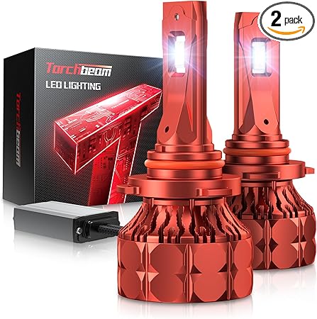 Torchbeam 2024 9005/HB3 Bulbs, 34000LM T7 9005 Bulbs, 6500K Cool White with Slient Fan, 5 Min Quick Installation HB3 Fog Light, Pack of 2