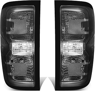 DNA MOTORING TL-ZTL-002-BKSM Pair of OE Style Tail Lights Compatible with 14-18 Silverado 1500/15-19 Silverado 2500 HD 3500 HD,Black/Smoked Lens