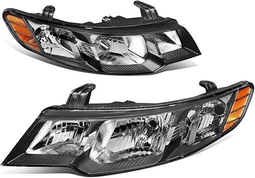 DNA Motoring HL-OH-KIAF10-BK-AM Black Housing Amber Corner Headlights Replacement For 10-13 Forte