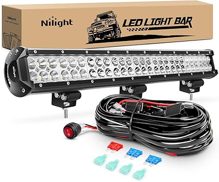 Nilight - ZH405 LED Light Bar 25Inch 162W Spot Flood Combo Led Off Road Lights with Wiring Harness Kit, 2 Years Warranty