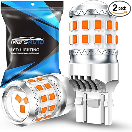 Marsauto Upgraded 7440 7443 LED Turn Signal Light Bulbs, 7440A 7444 Amber Yellow LED Replacement for Tail Brake Marker Blinker Parking DRL Lights, 500% Brighter Pack of 2