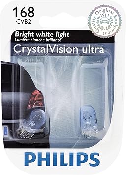 Philips 168CVB2 168 CrystalVision ultra Miniature Bulb, 2 Pack