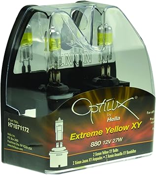 HELLA H71071172 Optilux XY Series 880 Xenon Yellow Halogen Bulbs, 12V, 27W, 2 Pack