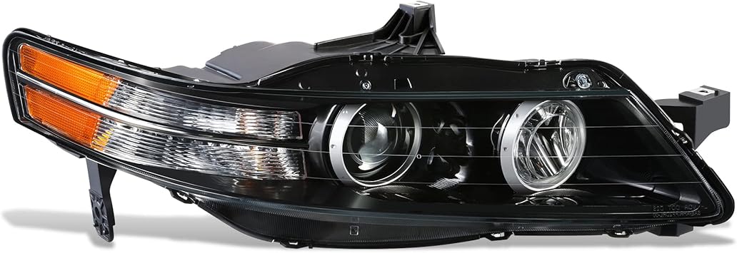 DNA MOTORING Right OE Style Projector Headlight Compatible with 07-08 Acura TL Type S, Black/Clear Lens/Amber Reflector, OEM-HL-0188-R