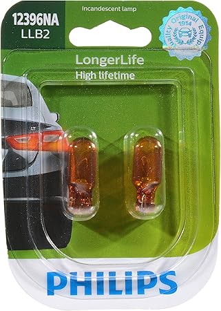 Philips automotive lighting 12396NA LongerLife Miniature Bulb, 2 Pack, 12396NALLB2