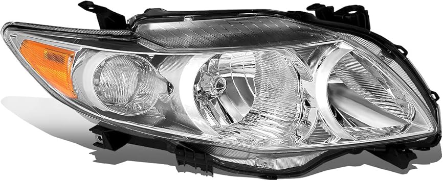 DNA Motoring OEM-HL-0089-R Chrome Housing Factory Style Passenger Side Headlight Replacement For 09-10 Corolla