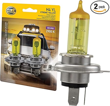 HELLA H4 YL Xtreme Yellow Bulb (12V 60/55W), 2 Pack