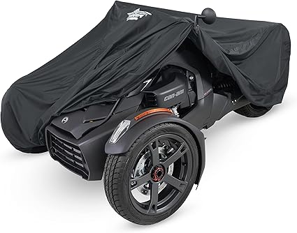 UltraGard Can-Am Ryker Full Motorcycle Cover with Expandable Pouch - Water-Resistant, Windshield Protection, Bungee Tie Downs, Reflective, Black 4-374 Ryker 600/900/Sport/Rally/Ryker Rally