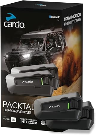 Cardo PACKTALK Edge Off-Road Vehicles ORV, Snowmobile, Side x Side, ATV Communication for Every Terrain - Dual Pack, Black