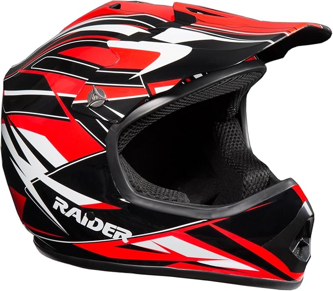 Raider 2131014 GX3 Unisex-Child MX Off-Road Helmet (Red, Youth Medium)