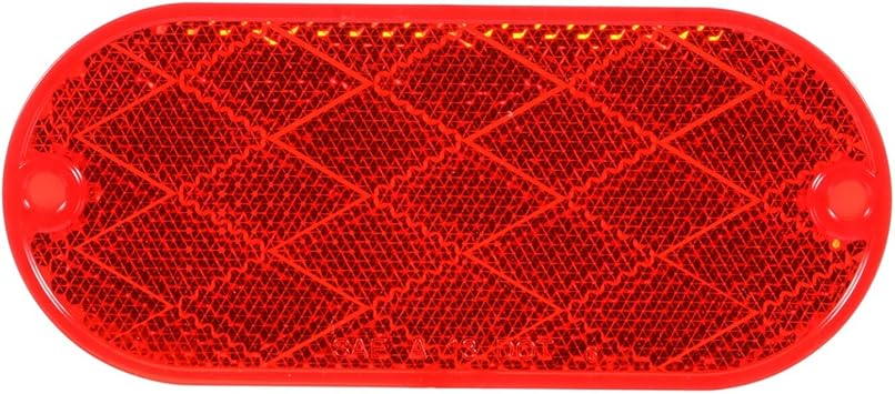 Truck-Lite 98001R Red Reflector (Oval, Red, Reflector, 2 Screw Or Adhesive Mount)