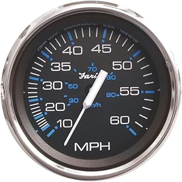 Faria Beede 33704 Chesapeake Stainless Steel Speedometer (60 MPH) Pitot - 4', Black