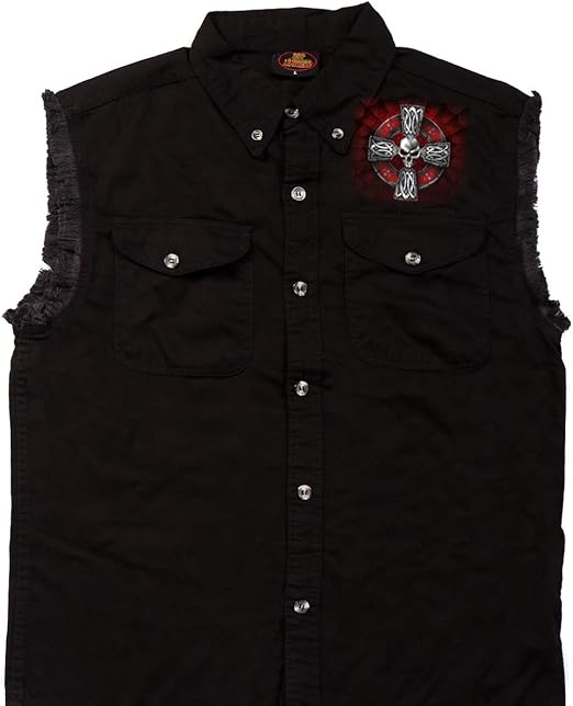 Hot Leathers Men's Celtic Cross Sleeveless Denim