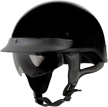 Milwaukee Helmets MPH9719DOT 'Momentum' DOT Black Half Face Motorcycle Helmet for Men and Women Biker w/Drop Down Visor - Medium