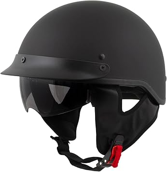 Milwaukee Helmets Momentum Matte Black Half Face Motorcycle Helmet w/Drop Down Visor for Men and Women DOT Approved MPH9718DOT - Small