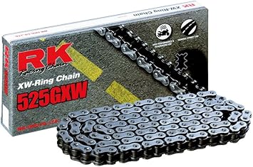 RK Racing Chain 525GXW-112 (525 Series) Steel 112 Link High Performance Street and Off-Road XW-Ring Chain with Connecting Link