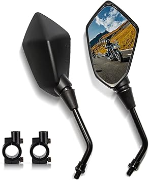 Universal Motorcycle Mirrors, Convex Handlebar Rear View Side Motorycle Mirrors with M8 M10 Bolt, Compatible with Scooter,Bike, UTV,ATV, Dirt Bike ,Cruiser and More