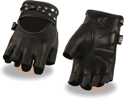 Shaf International SH461 Women's Studded Fingerless Glove with Gel (Large)