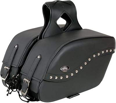 Milwaukee Leather SH646ZB Black Zip-Off PVC Studded Throw Over Motorcycle Saddlebags - One Size