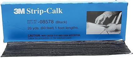 3M Strip Calk, 08578, 1 ft Strips, Black, Soft Butyl Rubber, Permanent Elasticity, Joint Filling, Trunk Seams, 60 Pack