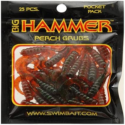 Big Hammer Perch Grub Bait, Motor Oil Green, 1-3/4-Inch