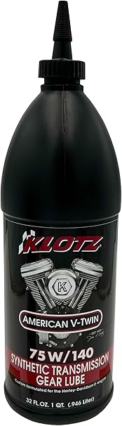 Klotz American V-Twin 75W-140 Transmission Gear Oil Synthetic Lubricant for Harley-Davidson Big Twin Motorcycle | Reduced Friction Wear - 1 Quart, KH-GL140