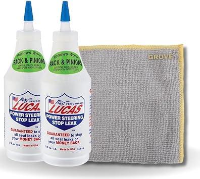 GROVE Power Steering Stop Leak 12 oz Bundle with Microfiber Cloth - Stop Leak for Power Steering Fluid - Preventative Maintenance and Seal Protection - (3 Items)