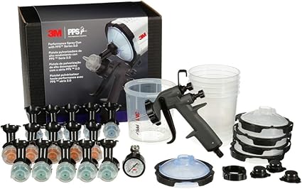 3M Performance Spray Gun Starter Kit, 26778, Includes PPS 2.0 Paint Spray Cup System, 15 Replaceable Gravity HVLP Atomizing Heads, Air Control Valve