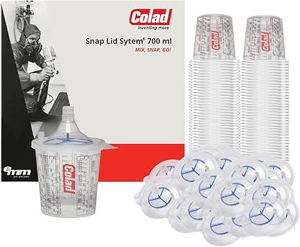 Colad Snap Lid System Automotive Spray Paint Application Kit including Mixing Cup and Lid with Built In Paint Filter 700ml 130 Micron