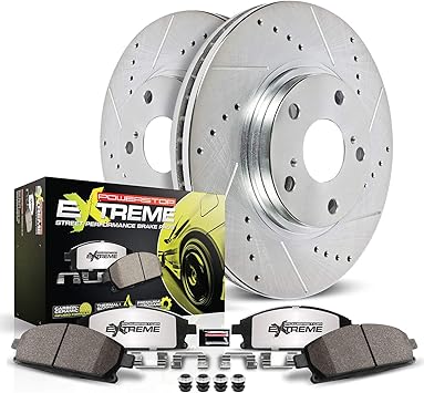 Power Stop K2149-26 Front Z26 Carbon Fiber Brake Pads with Drilled & Slotted Brake Rotors Kit For Jeep Grand Cherokee 1999-2004 [Model Specific]